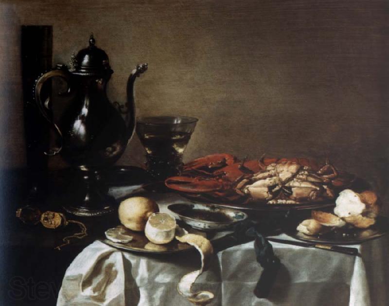 Pieter Claesz Style life with lobster and crab